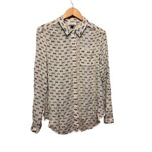 Patchington Sunglasses all over print Long sleeve button down shirt size Large